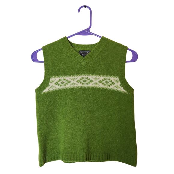 Vtg Y2K Abercrombie & Fitch Shetland Wool Fair Isle Heritage Sweater Vest Small - Picture 1 of 11
